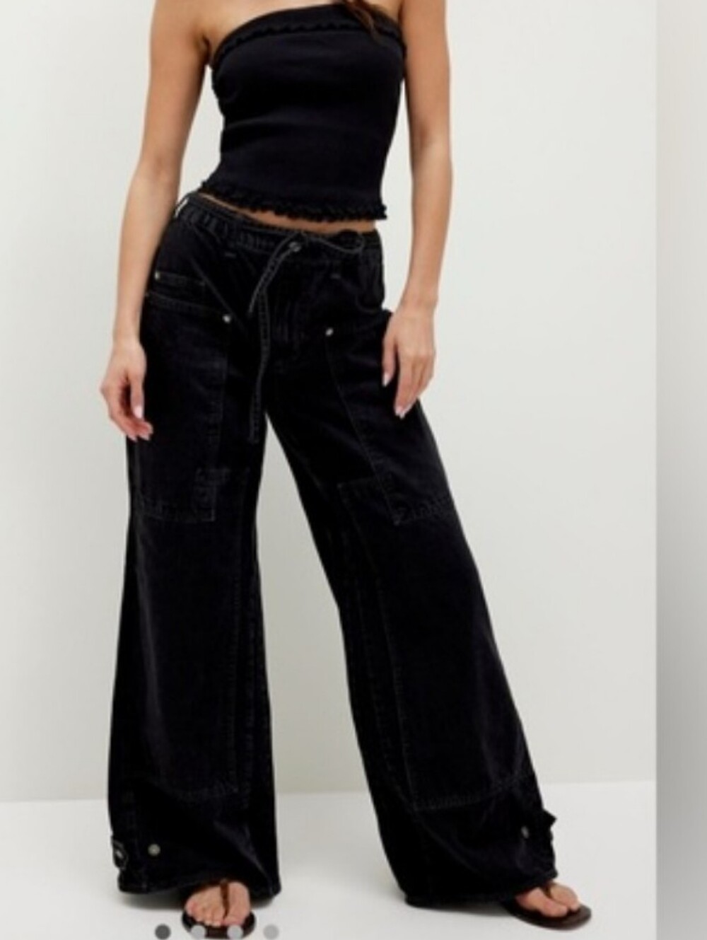 Free People We The Free CRVY Outlaw Wide Leg Jeans Black Jasper Size S